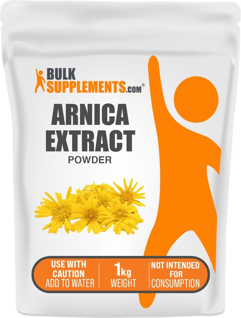 BulkSupplements.com Arnica Extract Powder - Herbal Supplement, från Dried Arnica Flowers, Servings Vary Per Use, 1kg (2,2 lbs) (Pack of 1)