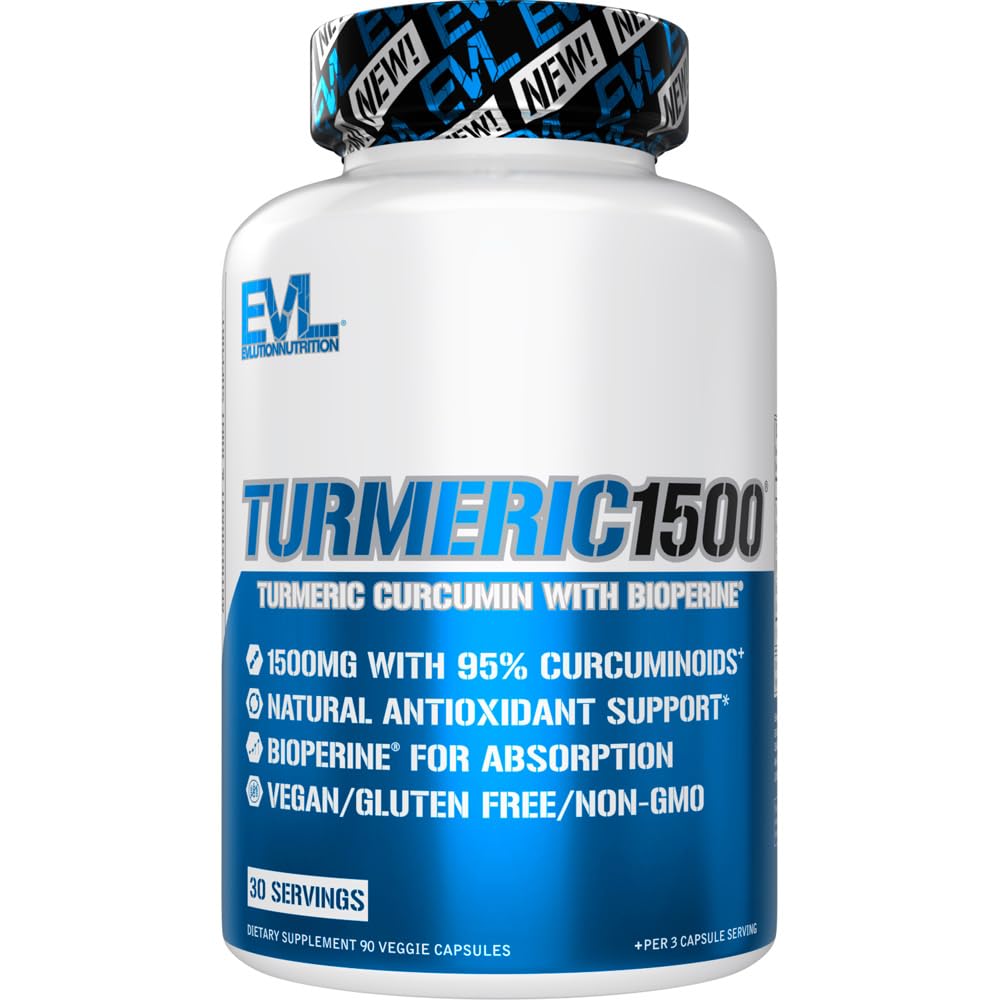 Herbal Relief Turmeric Curcumin med Bioperine - EVL 1500mg 95% Curcuminoid Turmeric Curcumin med Black Pepper för Digestive Skin Immunity Liver och Joint Support - Non GMO Vegan Supplement