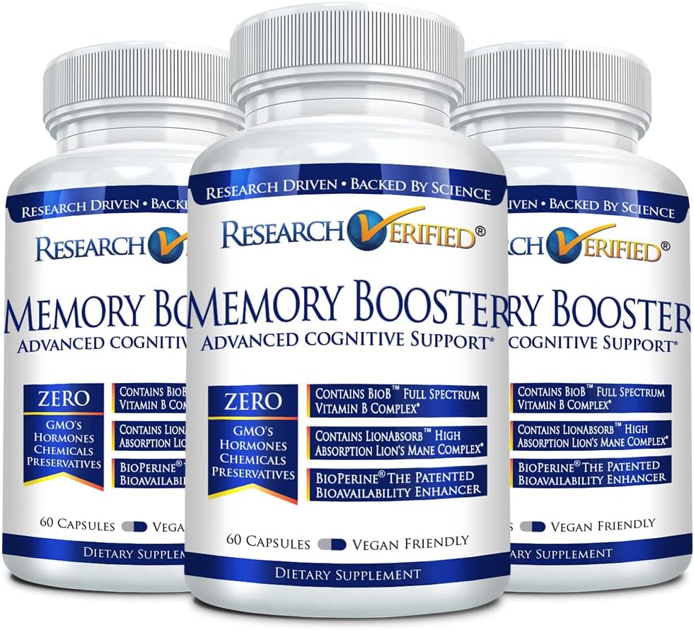 Forskning Verified Memory Booster - Nootropic Supplement - Enhance Cognition and Memory - Lion's Mane, Ginkgo Biloba, BioPerine - 3 Month Supply - Non-GMO - Made in the USA