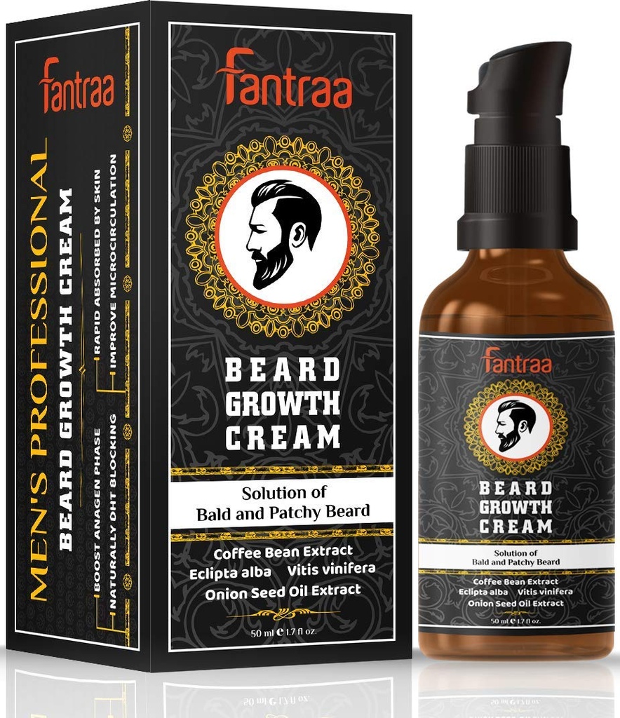 Beard Growth Cream - 50 ml - Mer skäggtillväxt med kaffe Bean & Onion Extract - 100% naturlig | Made in India