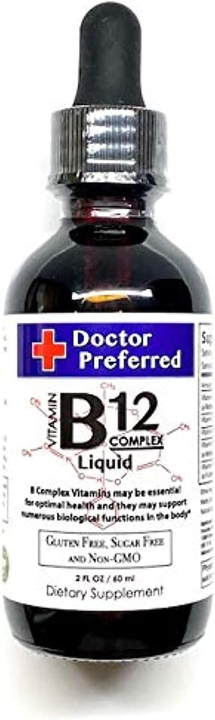 Vitamin B12 Complex Liquid Sublingual Drops Fast Absorption B2, B3, B5, B6 och B12. 2 fl oz - 60 Day Supply