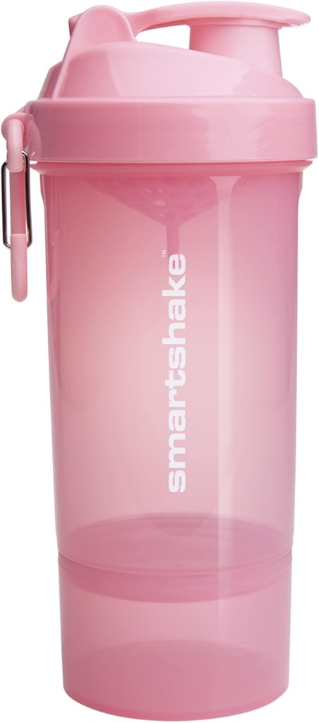 Smartshake O2GO ONE Plastic Protein Shaker Bottle 800 ml | 27 oz - Leakproof Screw-on Lid - BPA Free - Unisex - Light Pink