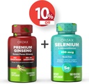 ORZAX Premium Ginseng 120 Vegatable Capsules och Selenium 200 Mg 180 Vegatable Capsules, Bundle