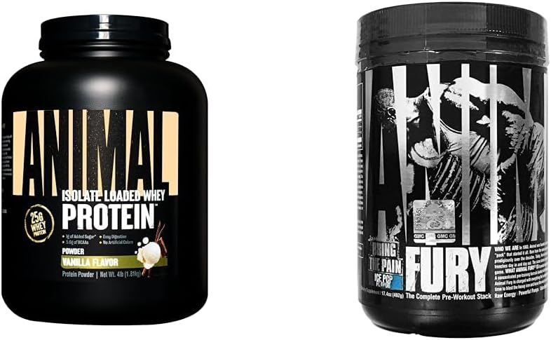 Animal Whey Isolate Whey Protein Powder - Isolate Loaded for Post Workout and Recovery & Fury - Pre Workout Powder Supplement för energi och fokus