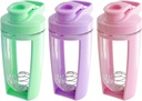 Moonlight Makers Set of 3 Cute 16oz Protein Shaker Bottle, Steel Whisk Ball - Leakproof, Dishwasher Safe Gym Bottle, Shaker Cups för Protein Shakes, Preworkout Drinks Mixer Cup - Rosa, grön, lila