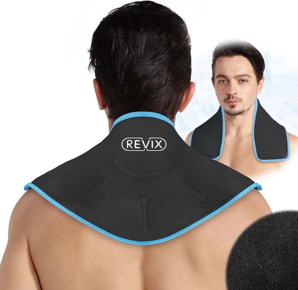 REVIX Neck Ice Wrap Ice Pack för hals och axlar, terapi för att främja flexibilitet och rörlighet, Hot Cold Gel Packs Återanvändbar för Post-Workout, Black