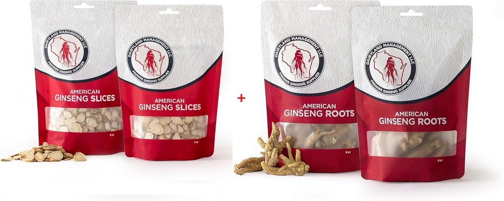 Dairyland American Ginseng Slices and Roots - 16 oz Pack Varje Wisconsin Ginseng - Direkt från jordbrukare till konsument