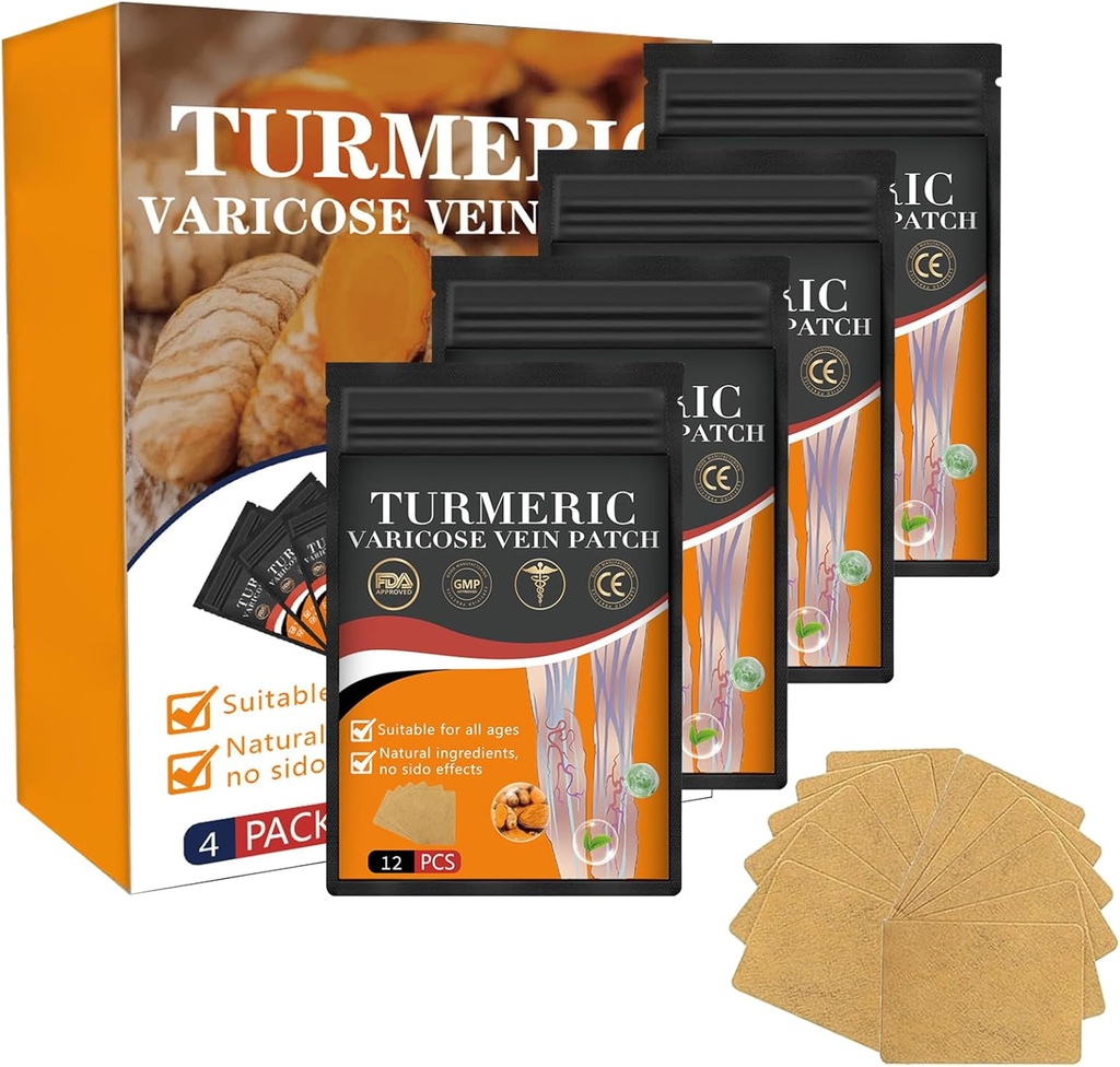 Gurkmeja Varicose Veins Behandling för legs Patch, naturligt lindrar åderbråck i ben och spindlar (1 Boxar 48 PCS)