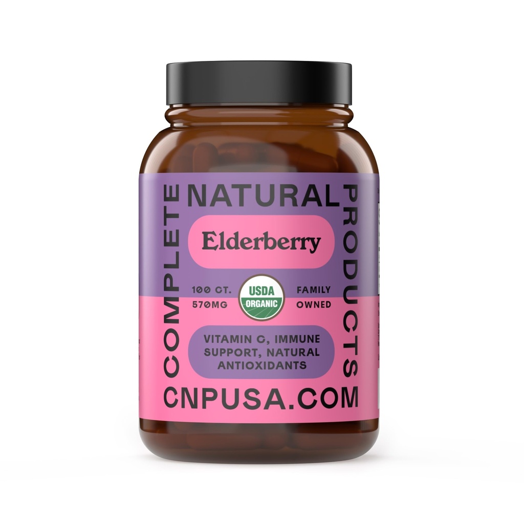 Fullständiga naturliga produkter Elderberry Capsules 570mg, 100 Ct | Plant-Based Immune Support, Antioxidant-Rich, No Fillers, Made in USA