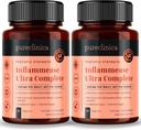 pureclinica Inflammease Ultra Complete (Resveratrol, Ginger, ALA, Spirulina, Curcumin-5 Supplements i en) 1305mg x 180 tabletter - 2 flaskor med 90 tabletter - 6 månaders leverans!