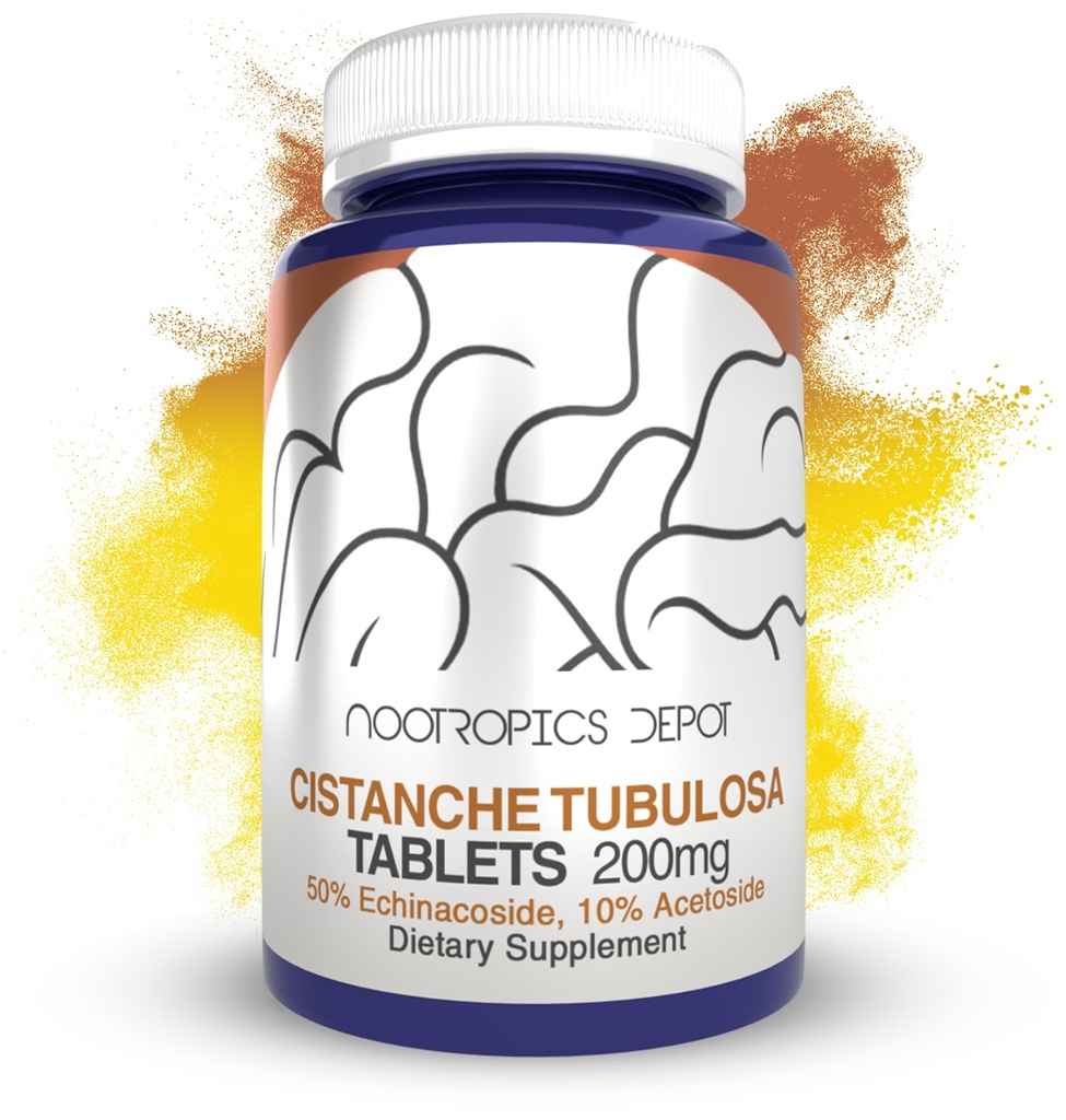 Nootropics Depot Cistanche tubulosa tabletter | 200mg | 180 greve | Minst 50% Echinacoside + 10% Acetoside (Verbascoside) | Främjar fysisk styrka och energi