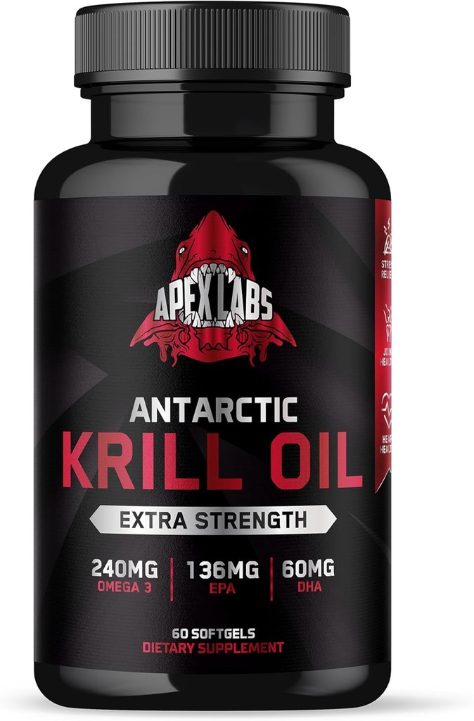 Antarktis Krill Oil 1000 mg med Omega-3s EPA, DHA, Astaxanthin och fosfolipider 60 Softgels