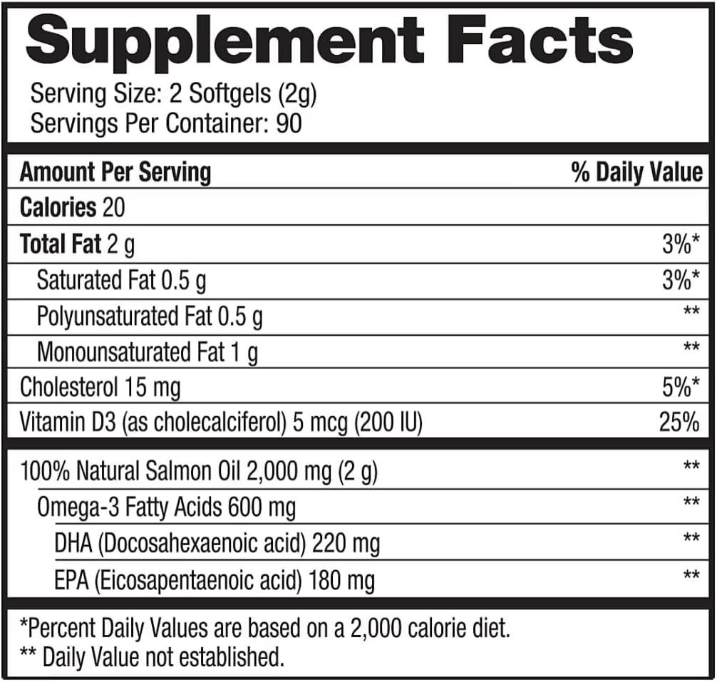 generiska Pure Alaska Omega-3 Wild Alaskan Salmon Oil 1000mg Softgels 180-Count