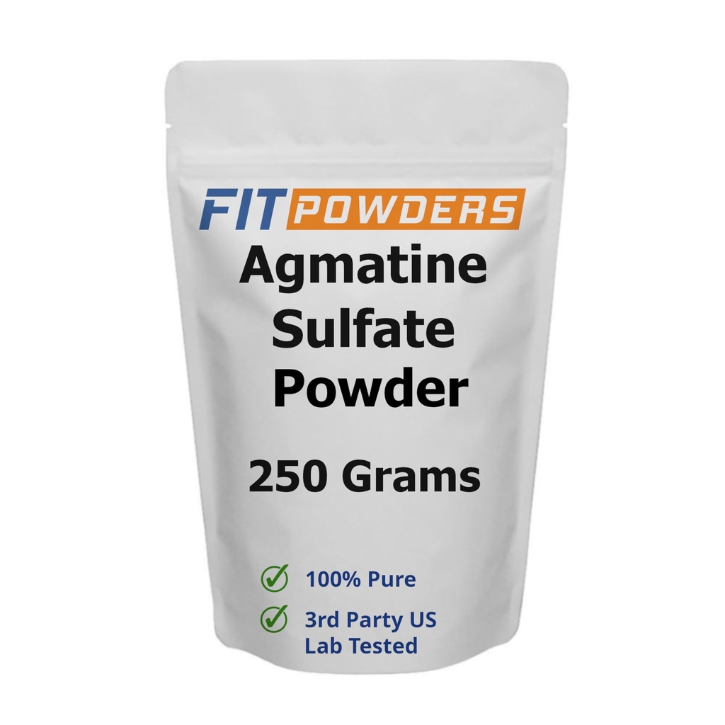Agmatin Sulfate Powder 250 Grams (Multiple Sizes) Styrka och pump (Nitric Oxide) 100% Pure Agmatine Powder, Vegan, Gluten-Free