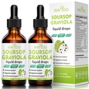 2 Pack Soursop Graviola Liquid Drops - 2000mg Pure Soursop Extract Blended med 300mg Sea Moss & 100mg Elderberry - Kraftfull Cell Support, Antioxidant-Rich, Immune-Boosting - 4 Fl Oz (120ml) flaska