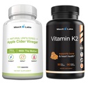 Apple Cider Vinegar Capsules med Modern hjälper till att förbättra energi, immunitet, matsmältning och metabolism + Vitamin K2 Supplement - Full Spectrum Vitamin K2 MK7, MK4 & Calcium - 90 kapslar