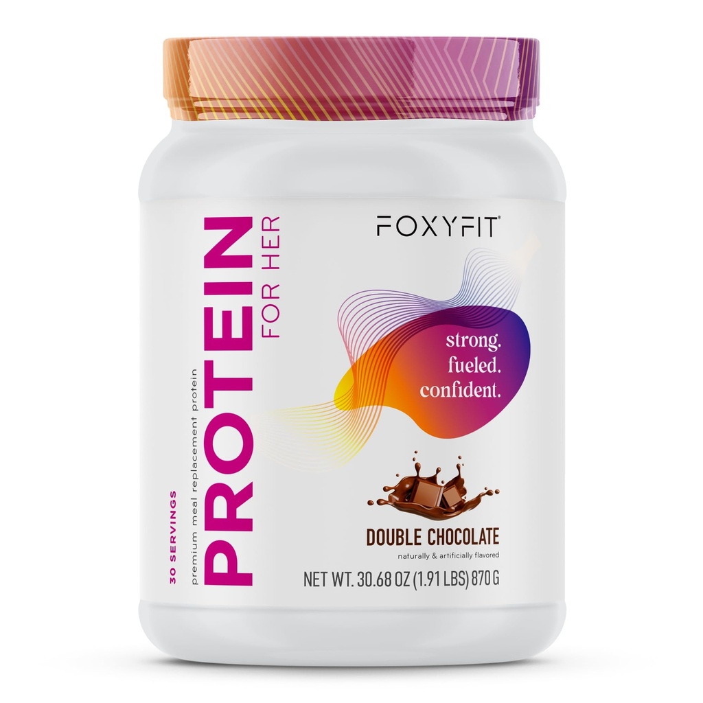FoxyFit Protein för henne, Double Chocolate Whey Protein Powder med CLA och Biotin för en hälsosam glöd (1,85 lbs)