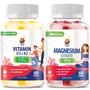 Vitamin D3 K2 Gummies 5000 IE - Immune & Bone Suppor & Magnesium Gummies för barn & vuxna - 500mg