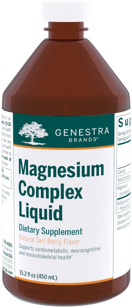 Genestra Brands Magnesium Komplex Flytande | Kombination av tre organiska Magnesium Källor | 15,2 fl oz