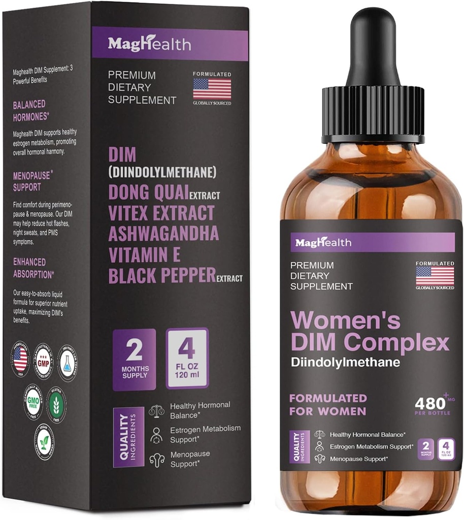 DIM Supplement | med Ashwagandha, Dong Quai, Vitex Extracts, 200mg Diindolylmethane - Hormon Balance, Menopause Supplements - PMS & Antioxidant Support - Kvinnor och Män | 60 Dag Supply