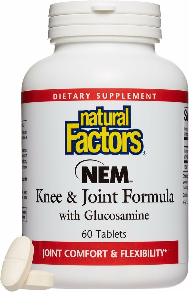 Naturliga faktorer, NEM Knee & Joint Formel, främjar flexibilitet och komfort, 60 tabletter