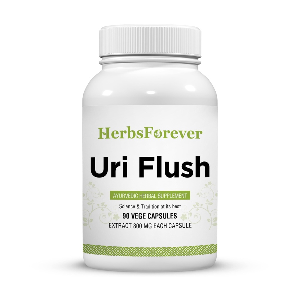 Herbsforever Uri-Flush Capsules Ayurvedic Herbal Supplement Support Hälsosam njurfunktion och urinvägsfunktion 90 Vege Capsules 800 Mg Varje