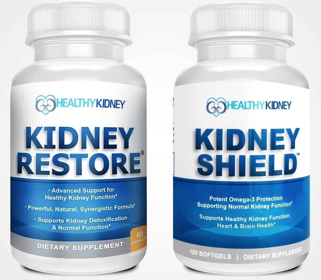 Kidney Restore & Kidney Shield 2-Pack Bundle för njurrening, Stöd njurfunktion, Renal Health och mer