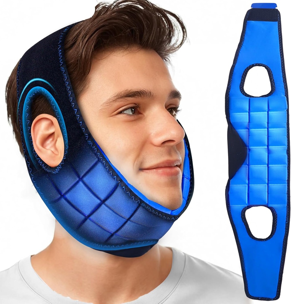 NEWGO Wisdom Teeth Pain Relief Ice Pack for Face Oral Surgery Recovery, 2 Hours Long Lasting Cold Face Wrap with Face Contoured Design for TMJ Relief,Tooth Extraction, Jaw Discomfort