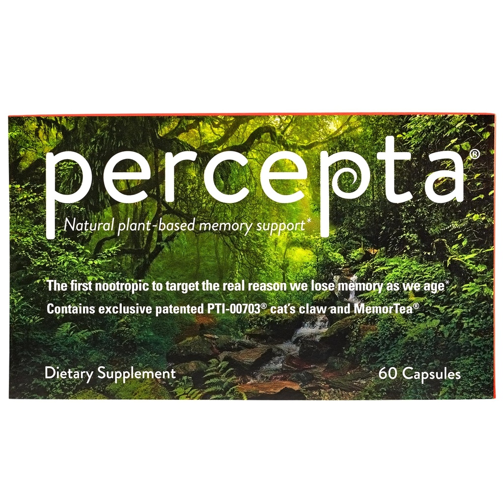 Percepta Plant-Based Memory Support - Naturlig Nootropic Brain Booster - Memory, Focus, Concentration - 30 dagars leverans