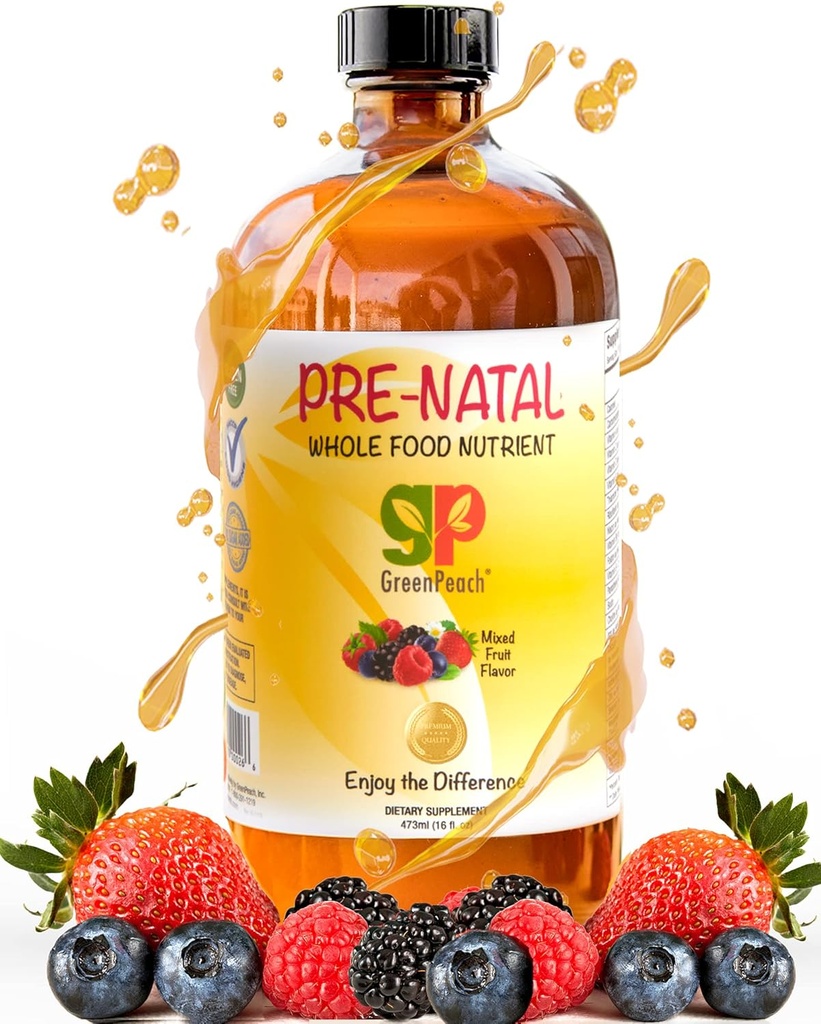 Organic liquid Prenatal Vitamins for Women - Prenatal Iron & Folate, Pre Natal Multivitamin for Women, Women's Prenatal Multivitamin, Vegan Prenatals Halal Kosher Friendly Prenatal Vitamin, 32 Serving