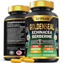 Goldenseal Root Supplement - 10in1 Formel - Kombinera med Echinacea, Berberine, gurkmeja, Cayenne Pepper, Ginger, Apple Pectin, Neem och mer - Digestive Health Support - 120 kapslar