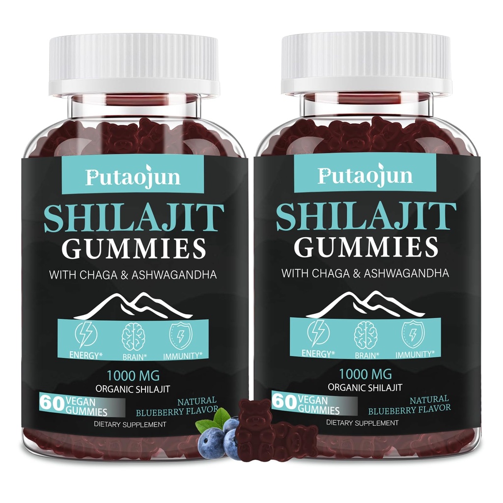 Shilajit Gummies för man och kvinna. Himalaya Gold Shilajit Gummies. 3rd Party Tested.1000mg Pure Shilajit, 200mg Ashwagandha, 200mg Chaga,100mg Ginseng,100mg Saw Palmatto, 60mg Black Seed Oil