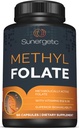 Sunergetic Premium Methyl Folate Supplement - med Methylated Vitamin B12 och Vitamin B6 - Metabolically Active Folate som Magnafolate - Methylfolate 400 mcg per kapsel - 60 kapslar