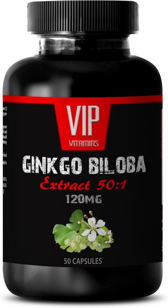 Vitaminer för hjärnan och minnet - Ginkgo BILOBA 120MG - Extract 50:1, Gingko biloba Complex, Ginkgo biloba Supplements, Brain Memory Supplements, Memory Supplement för hjärna, Memory Pills, 1Bottle