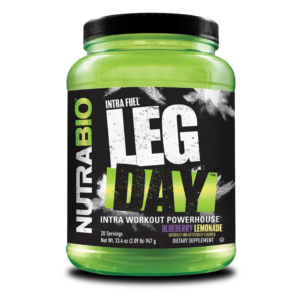 NutraBio Leg Day Intra Workout Powder - Avancerad Carb Supplement med Cluster Dextrin & Electrolytes - Carb Powder med EAAs / BCAAs - Cyclic Dextrin för prestanda - Blueberry Lemonade, 20 portioner