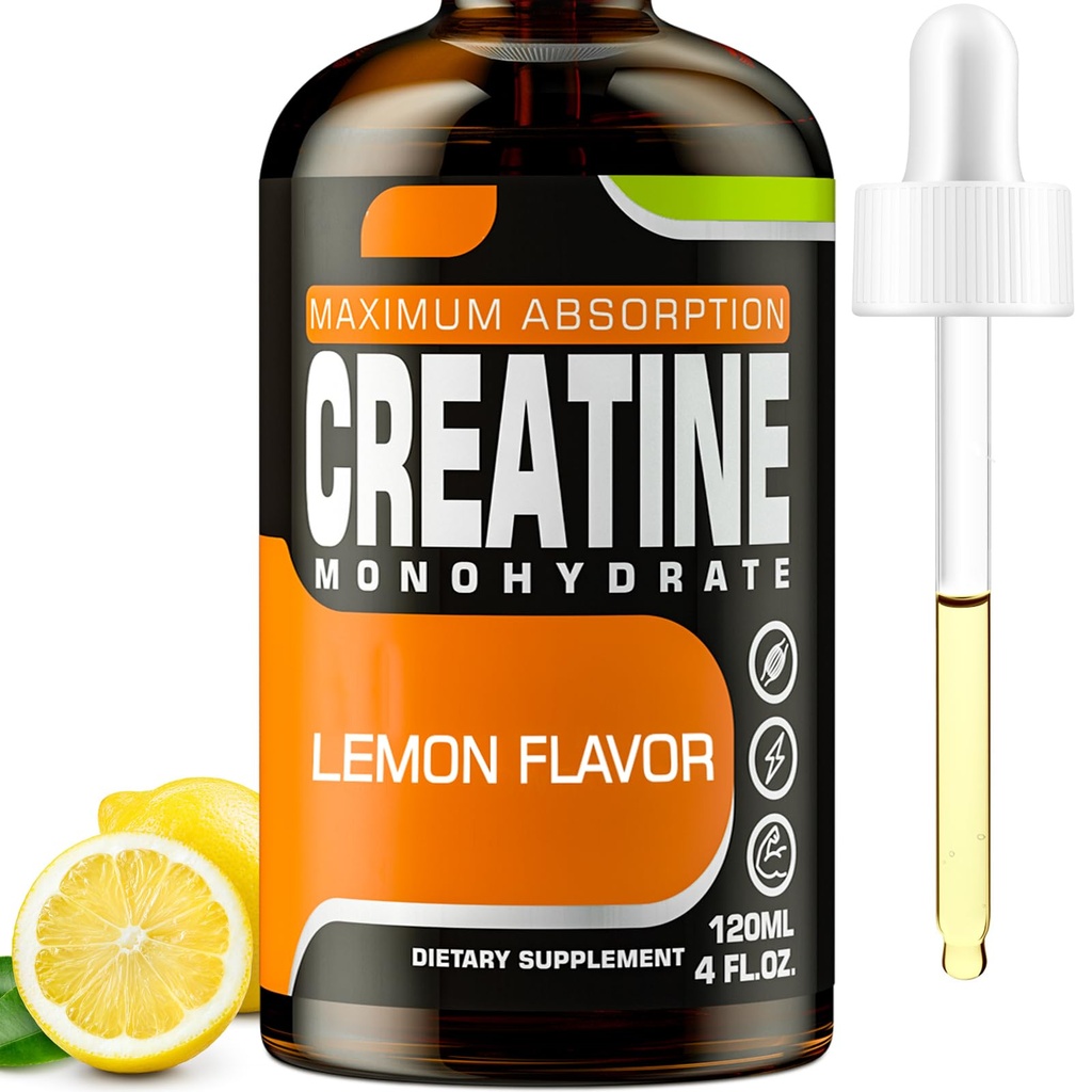 Kreatinmonohydrat, flytande kreatin för muskelmassa, styrka, glutt, booty & uthållighet - Kreatin för kvinnor och män med hydrolyserad Collagen & Trehalose - 120 ml Kreatin HCl (Lemon Flavor)