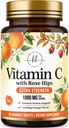 Vitamin C Supplement 1000mg - Extra styrka med Rose Hips Bioflavonoider - Sugar Free Vitamin C Chewable Pills, Naturens Vit C för immunstöd och antioxidantskydd - 60 Tabletter
