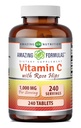 Fantastiska formler Vitamin C med Rose HIPS Supplement | 1000 Mg | 240 tabletter | Icke-GMO | Glutenfri | Tillverkad i USA