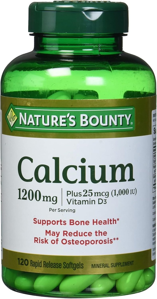 Naturens Bounty Calcium Absorbable 1200 mg med vitamin D Liquid Filled, 120 greve