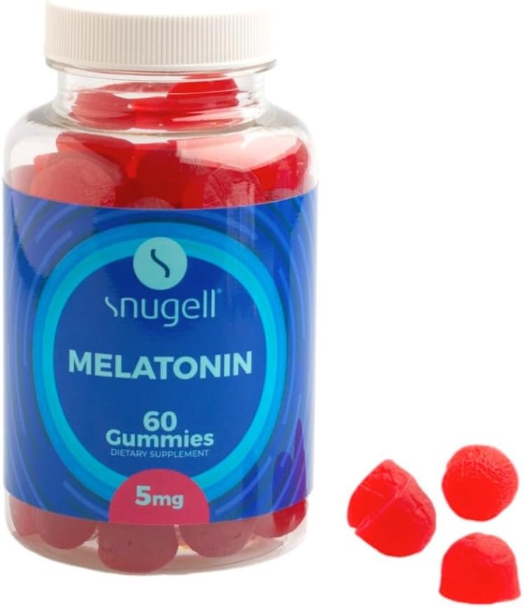 Snugell Melatonin Gummies 5 mg - 60-Count Dietary Supplement - Berry Blend Flavor för naturlig Restful Sleep Support - Vegan, Non-Habit Forming, Non-GMO, Pectin-Based, Gluten-Free - Tillverkad i USA (1)