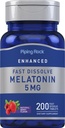 Piping Rock Melatonin 5mg | 200 Fast Dissolve Tablets | Berry Flavor | Adult Supplement | Vegetarian, Non-GMO, Gluten Free Formula
