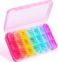 Weekly Pill Organizer 3 gånger om dagen - Odaro 3 gånger om dagen, Lara Pill Box 7 Day,Portable Pill Case for Purse,Daily Pill Organizer,Medicine Organizer för vitaminer, tillägg och medicinering (rosa)
