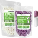 XPRS Nutra Vegan Storlek 00 Separerade kapslar - 1000 greve Premium Empty Capsules Separerade i väskor - 00 Pills Empty för DIY Supplement Filling (Lavender/White)