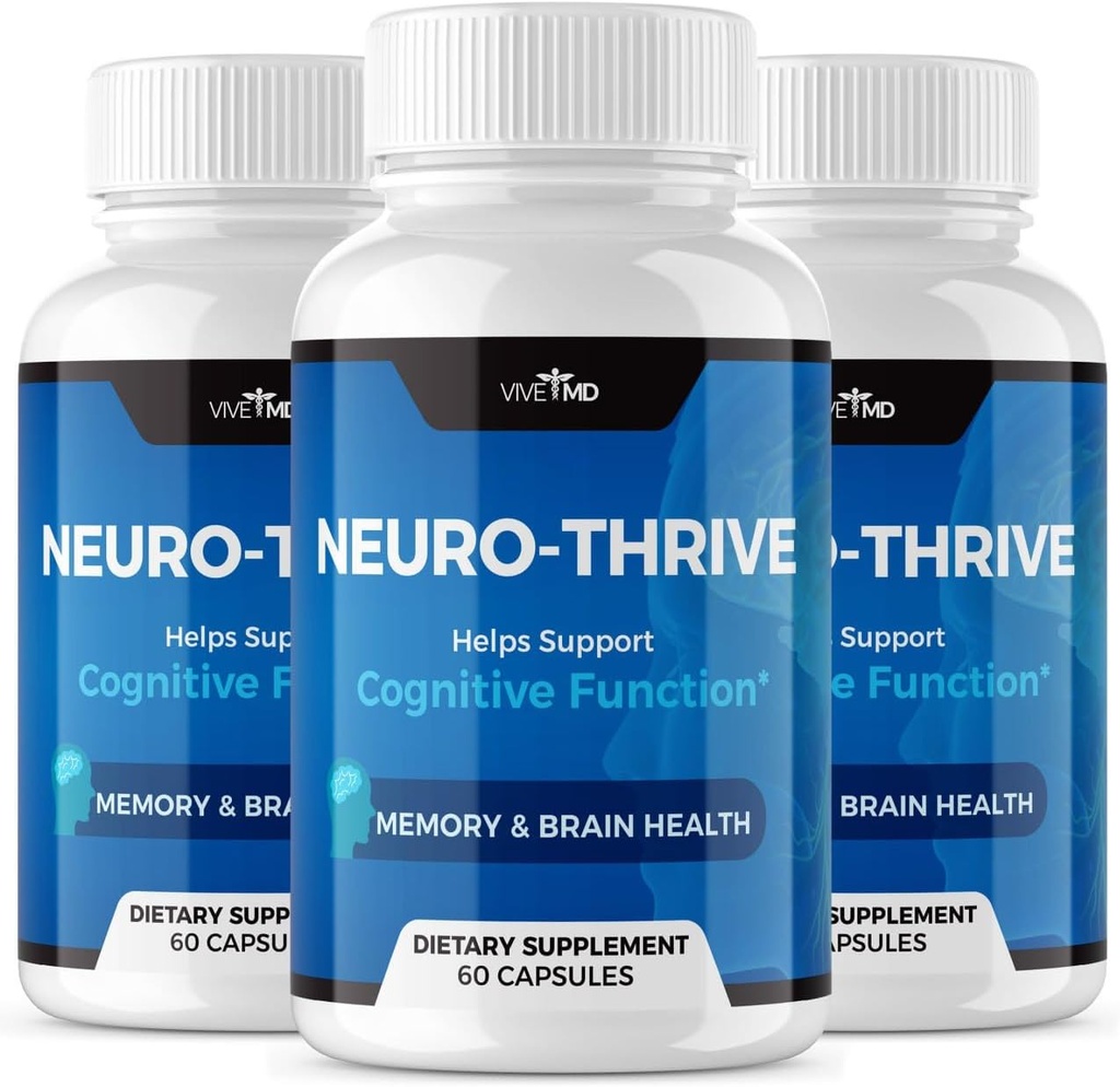 Vive MD Neuro Thrive Brain Supplement - Officiell Formel - Neuro Thrive PQQ, Neuro Thrive, Extra Styrka med Ginkgo Biloba Extract, Siberian Ginseng Extract - (3 Pack)