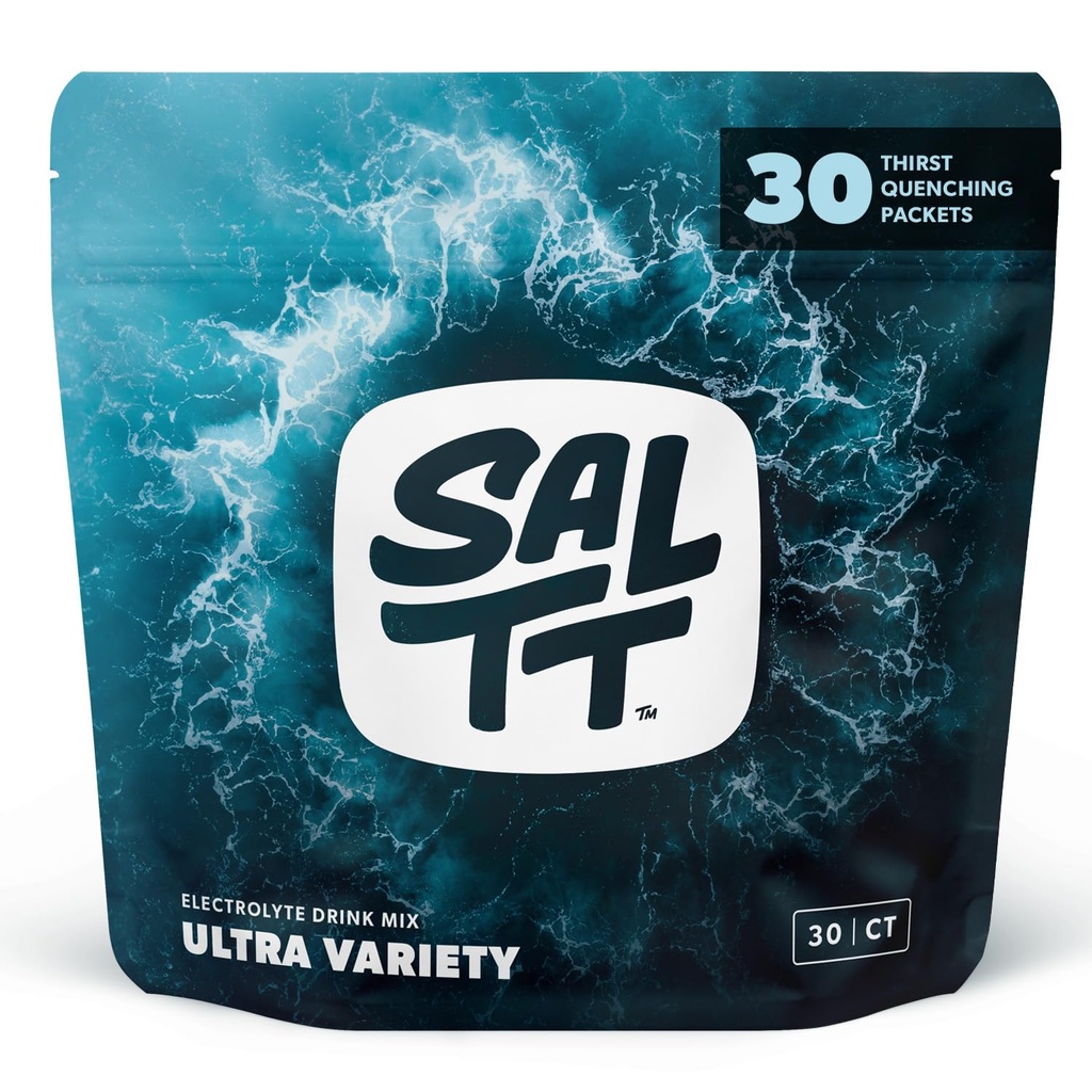 SALTT Electrolytes Powder Packets, Ultra Variety Pack (30 Packets) - Magnesium, kalium, natrium, spårmineraler - Vegan, Sugar Free, Gluten Free - Travel Essentials - Tillverkad i USA