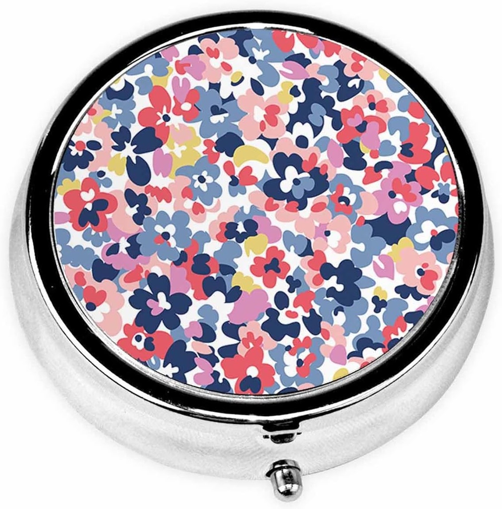 IBILIU Medicine Pill Case Watercolor Floral Colorful Scatter Flowers Portable Pill Box för Pocket Metal Medicine Vitamin Organizer 3 Compartment