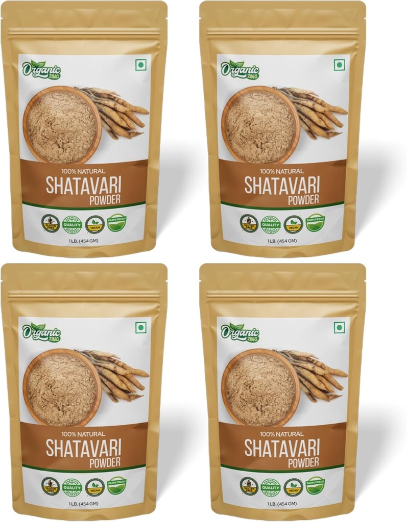 Omfamna din vitalitet: Nourish Your Feminine Essence with Shatavari Powder Organic Blend - 16 Ounces (Pack of 4) - A Pure and Natural Ayurvedic for Holistic Women's Health Support