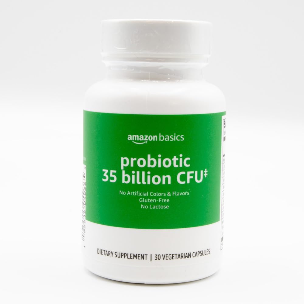 Grundläggande probiotiska 35 miljarder CFU, 8 Probiotiska stammar med prebiotisk blend, stöder hälsosam matsmältning, 30 vegetariska kapslar, 1 månads leverans (tidigt solimo)