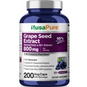 NusaPure Grape Seed Extract 40.000mg per Caps, 200 Vegan Capsules, Standardized, Non-GMO, Gluten Free, Resveratrol