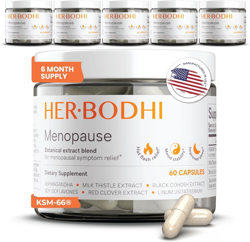 Meno- Menopause Hormonal Balance for Women, Estrogen Soy Isoflavones Menopause Supplement for Women, Ashwagandha, Black Cohosh Hot Flashes Menopause Relief, Night Sweats Relief 360Caps
